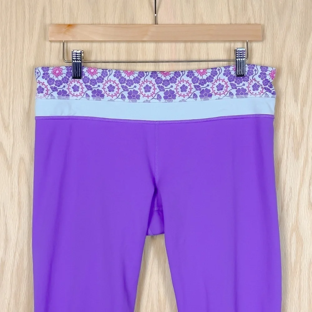 Lululemon Run Inspire Crop II Size 10 Leggings Twiggy Power Purple Aquamarine